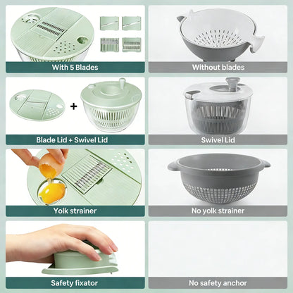 3-in-1 Vegetable and Fruit Washing Dish, Kitchen Tool Set, Large Salad Dehydrator