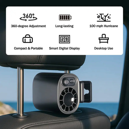 Car Clip-on Portable USB Cooling Mini Fan - No Cooling Function - 360° Rotation, 100-speed Stepless Adjustment, Cooling Fan